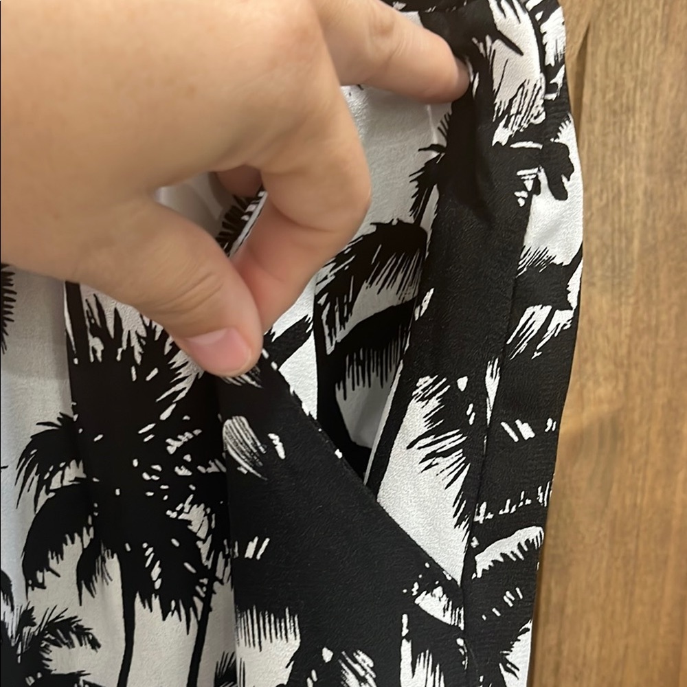 Black and White Palm Print Women's Shorts - Picture 3 of 7